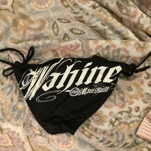 Maui Built Wahine Black String Bikini Bottom with Side Ties Large